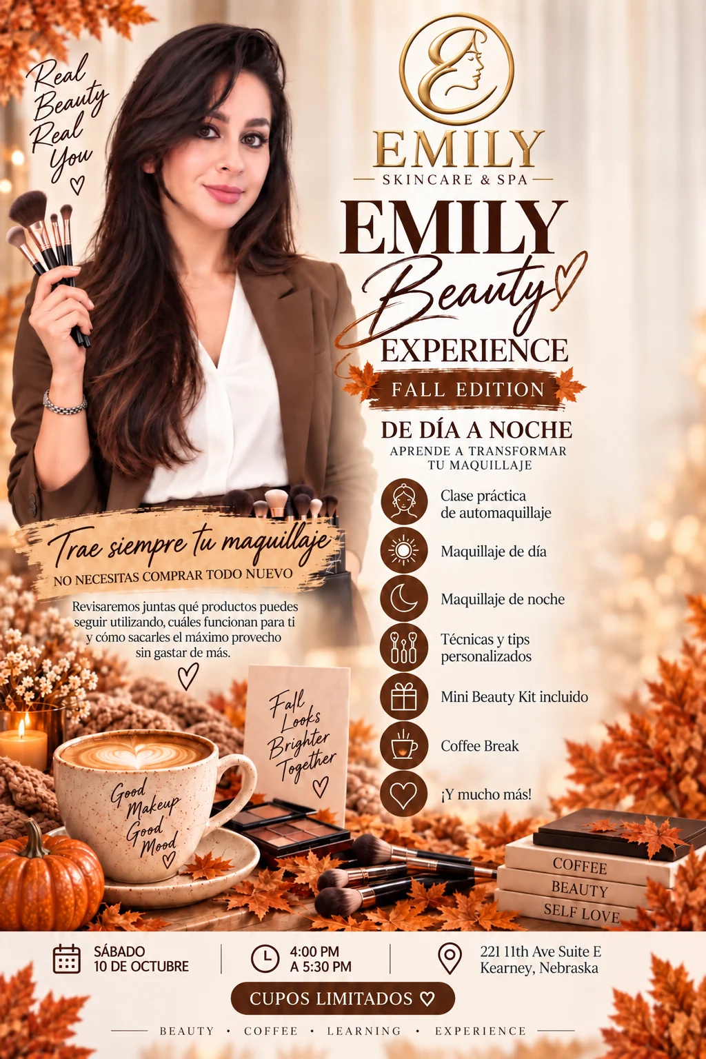 Cartel del taller Emily Beauty Experience — Fall Edition